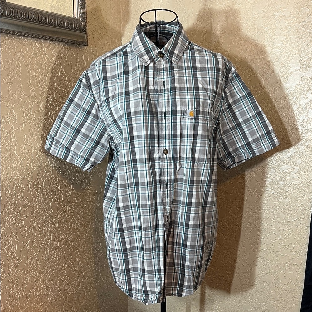 Carhartt Gray Plaid Casual Button Down Shirt